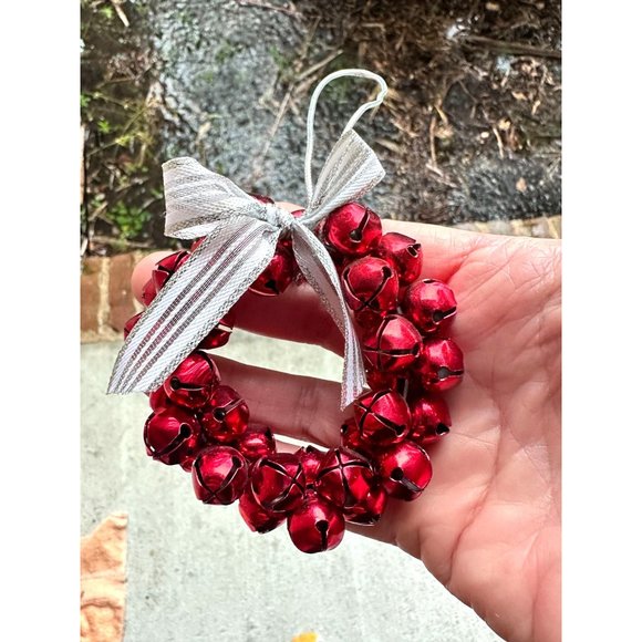 Vintage 90's Jingle Bells Ornament Red Christmas Hand Painted Metal New … - Picture 4 of 12